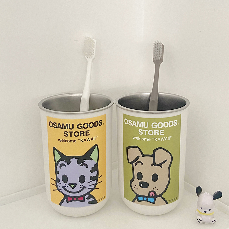 牙刷杯情侣防霉原田治漱口杯便携刷牙杯不锈钢旅行刷牙杯情侣杯