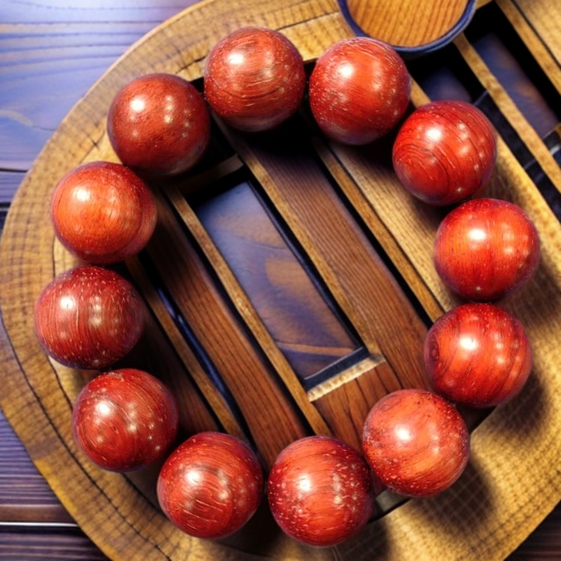 431号 C 红花梨2.0cm圆珠素圈手串