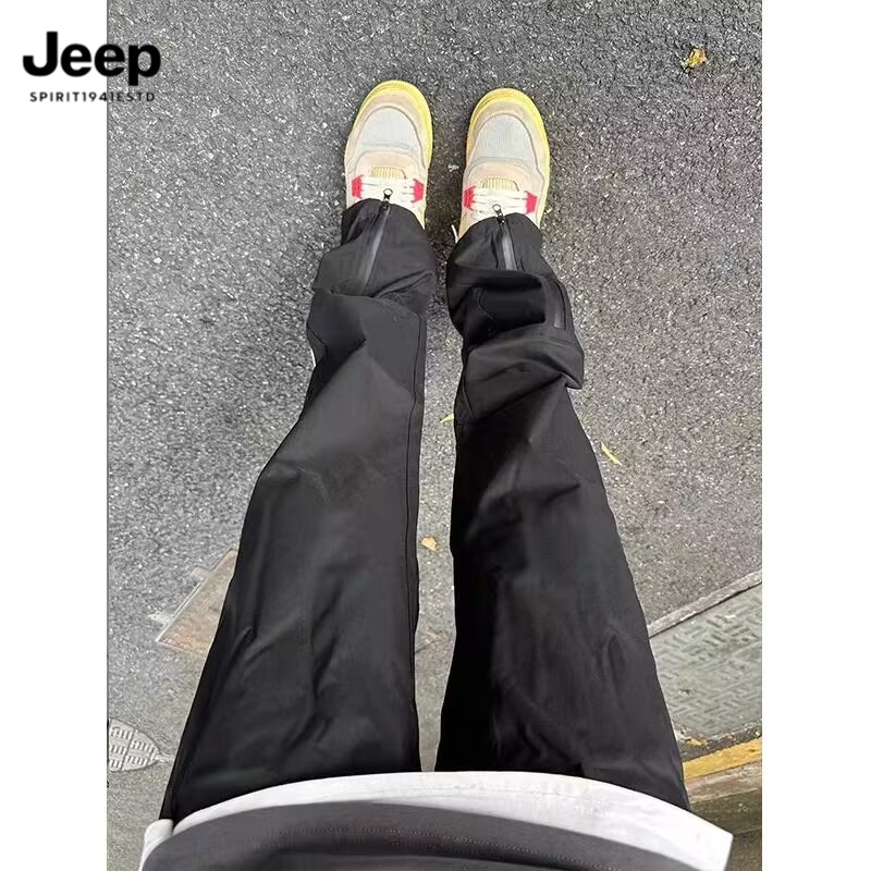 JEEP吉普美式机能冲锋裤男防水防风户外徒步登山微喇工装冲锋衣搭