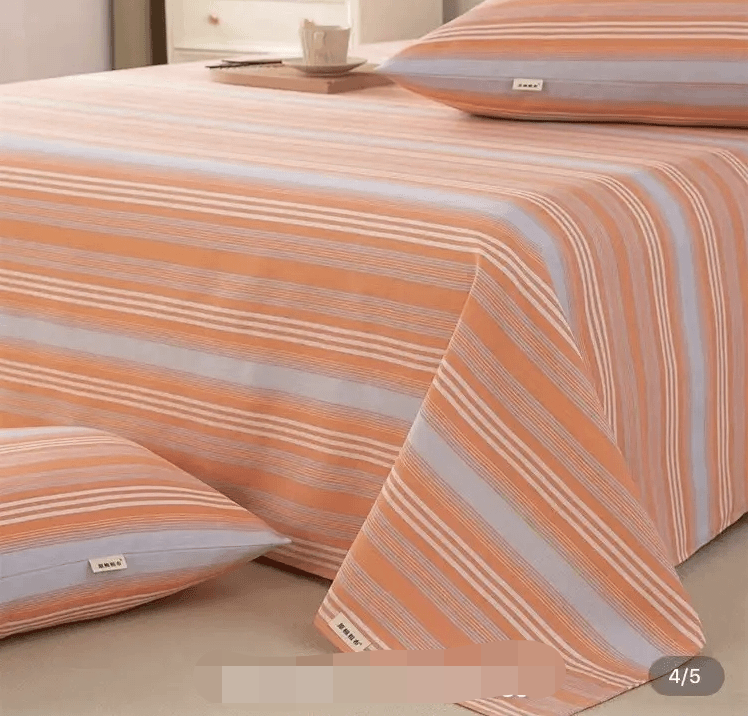 橙条纹-老粗布床单加厚加密正宗老粗布凉席厚粗布帆布