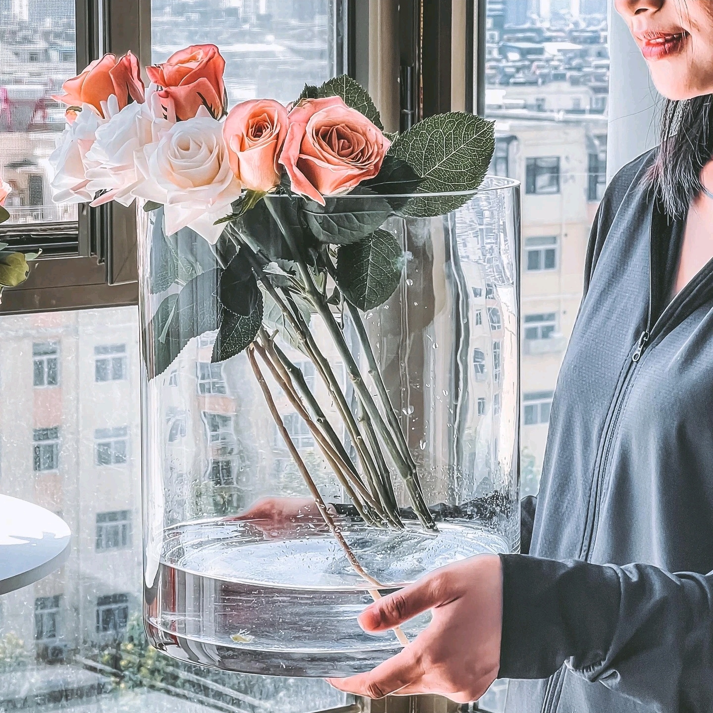 繁星宽口大口径花瓶玻璃透明敞口大特号落地大瓶口网红爆款高级感