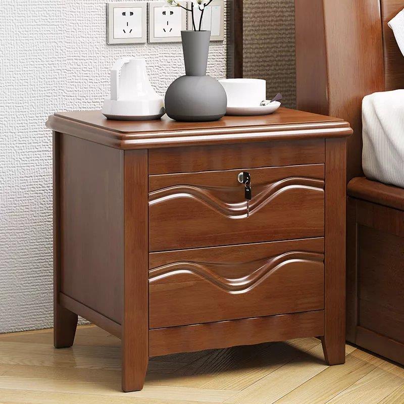 实木床头柜卧室床边柜简约现代简易收纳柜带锁小型轻奢储物柜整装