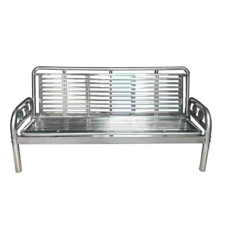 不锈钢折叠加厚休闲床排椅长椅凳两用躺椅可坐可躺不锈钢沙发