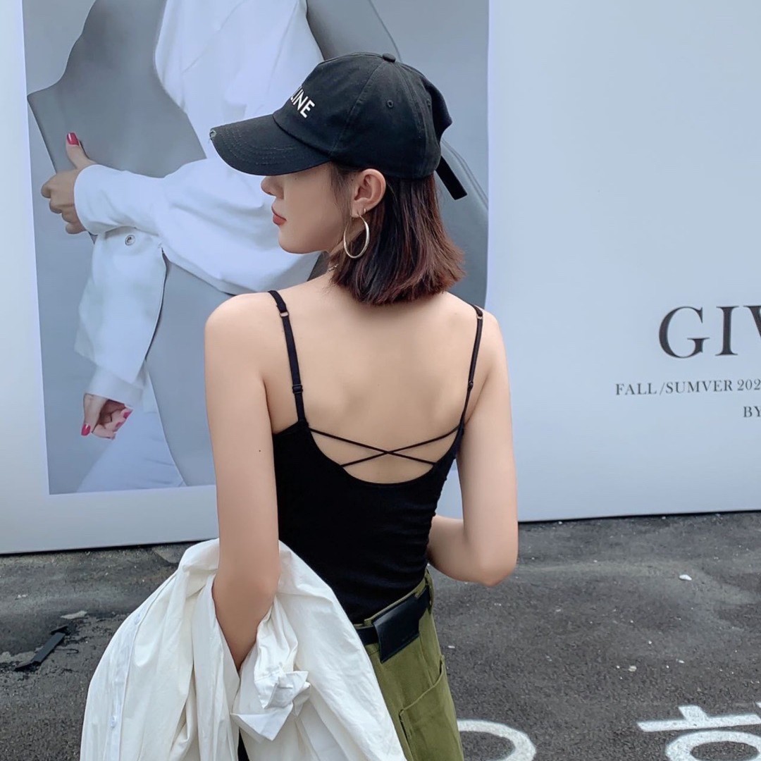 《CH.Y精选》新款后背交叉百搭内外穿搭自带胸垫高颜值美背背心打底