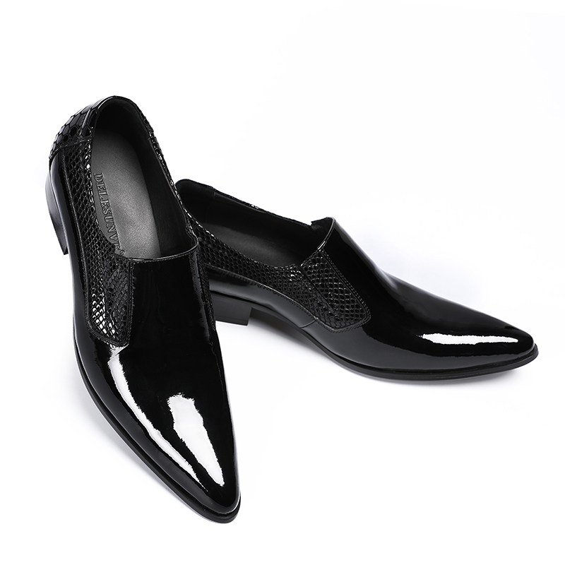 欧版高档商务男士头层牛皮一脚蹬个性尖头皮鞋潮男青年西装婚礼鞋