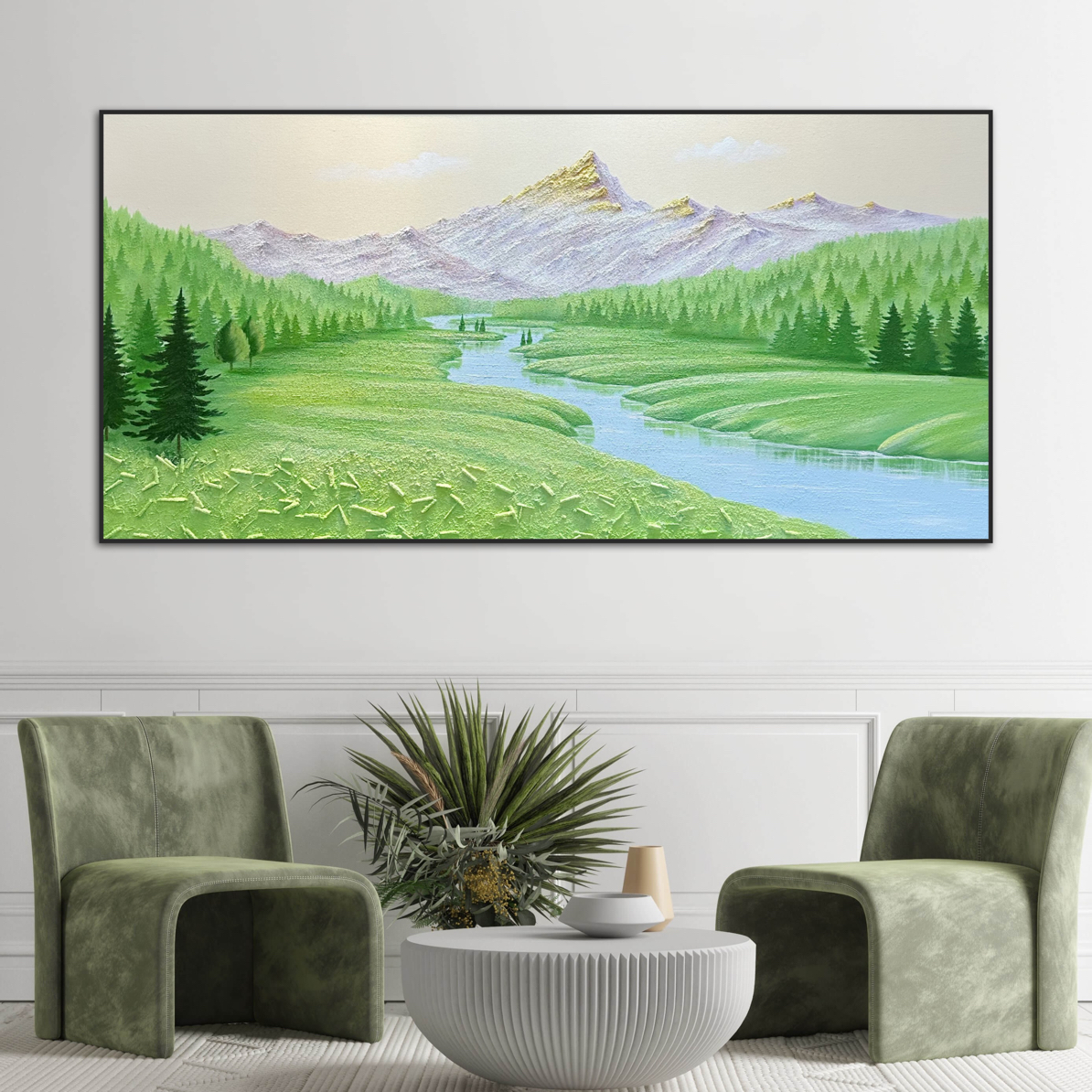 【幸运金山】原创风景山水画客厅沙发背景装饰画日照金山