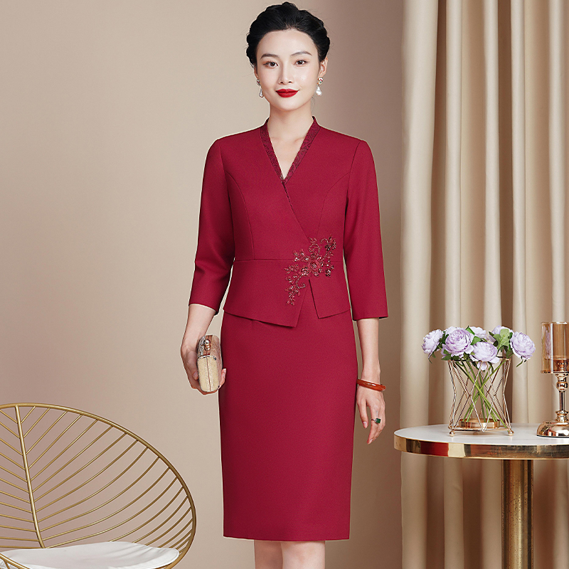 十一平时可穿年轻气质喜婆婆妈妈婚宴礼服高端70后喜婆婆婚礼服