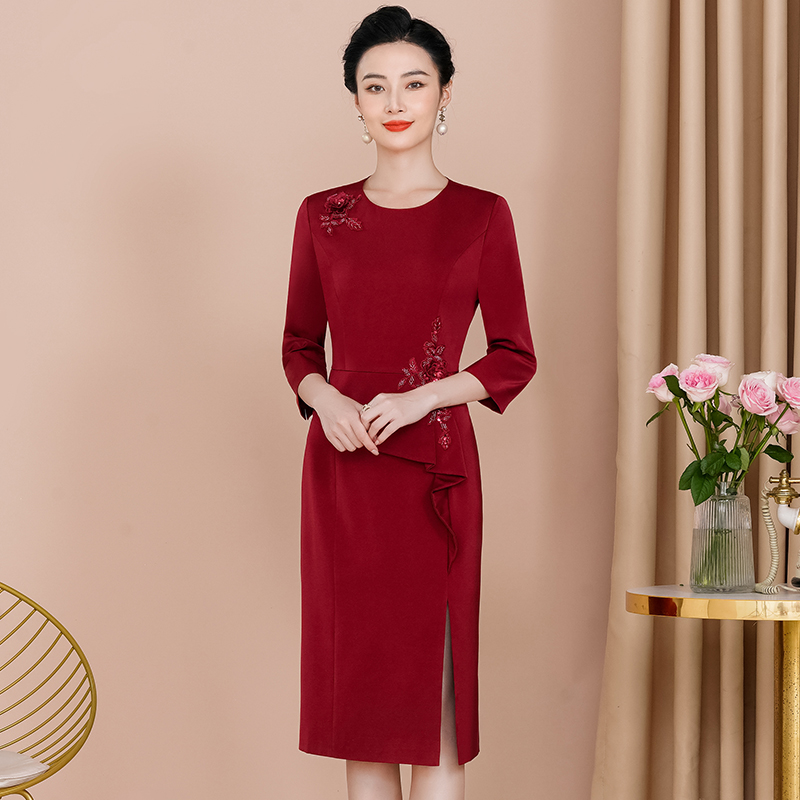 2025年新款喜婆婆喜妈妈小个子连衣裙婚宴妈妈70后喜婆婆婚礼服