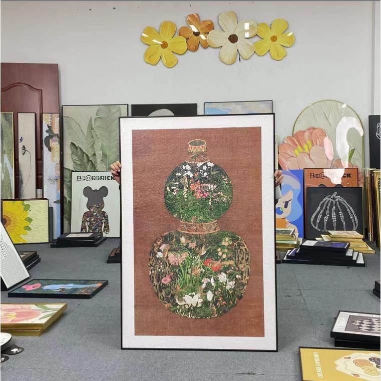 法式复古入户竖版挂画玄关客厅背景墙装饰画过道画葫芦80120