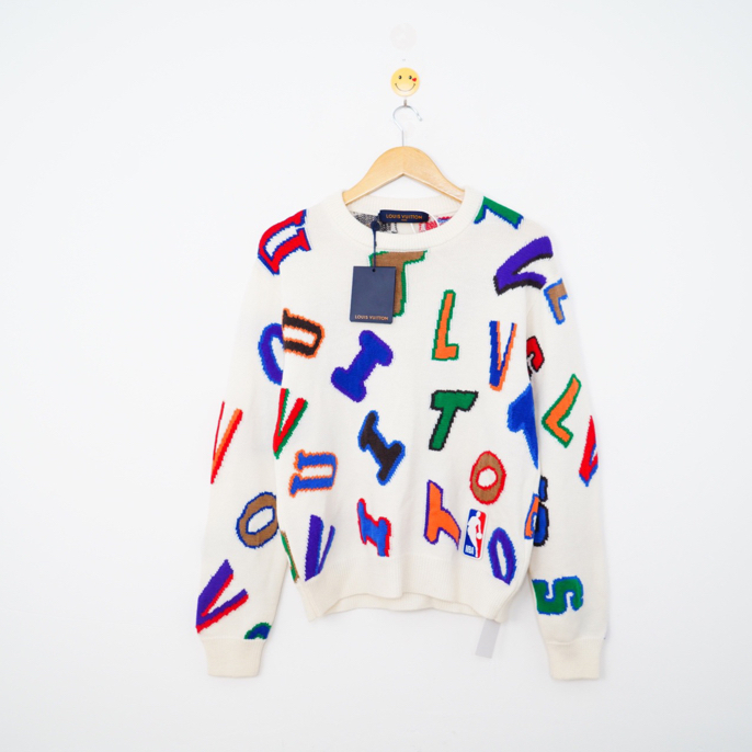 Louis Vuitton lv联名nba弹幕满logo毛衣/os xs码/全新带吊/09874