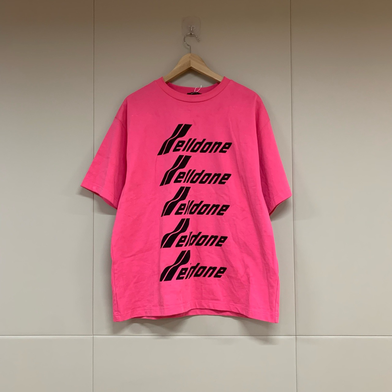 We11done玫粉色弹幕logo短袖/s码/99新/14799