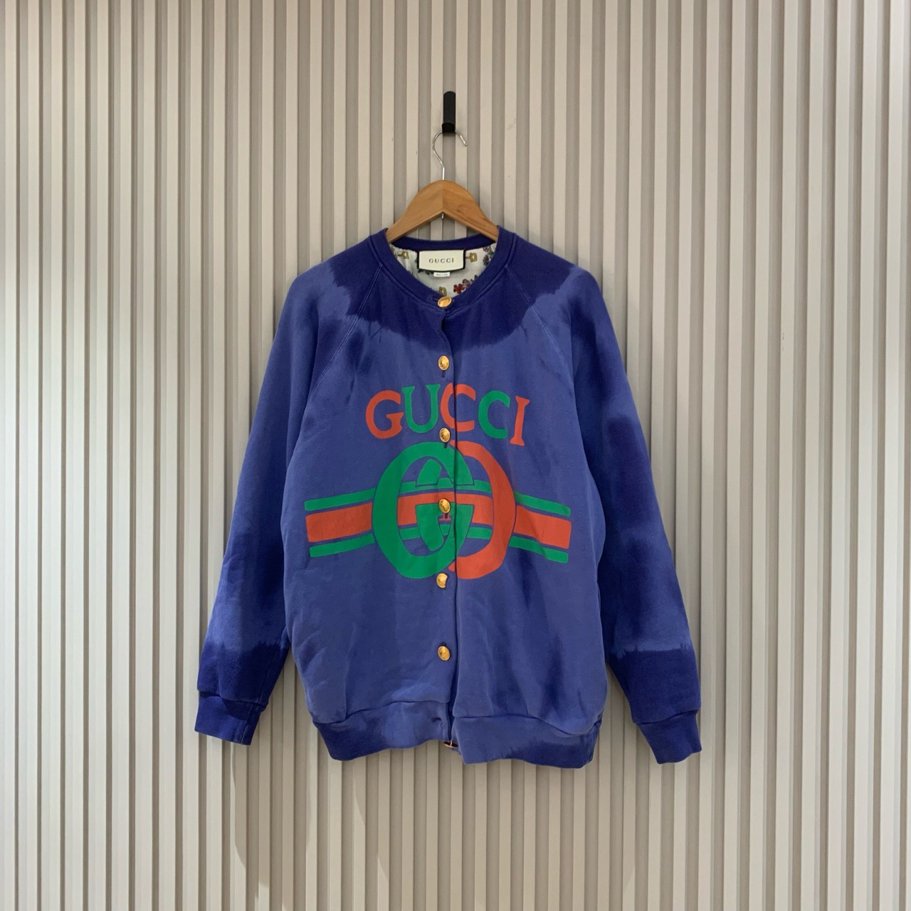 Gucci倪妮同款蓝色扎染红绿腰带金扣外套/s码/99新/12944