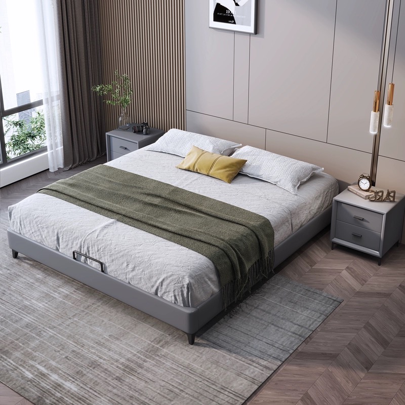无床头床架子排骨架小户型实木榻榻米简约现代矮床极简家用大床
