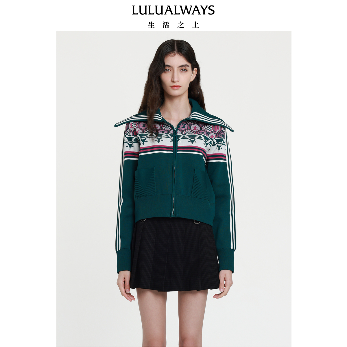 LULUALWAYS【商场同款】冬季新款气质温柔时尚短款针织开衫外套