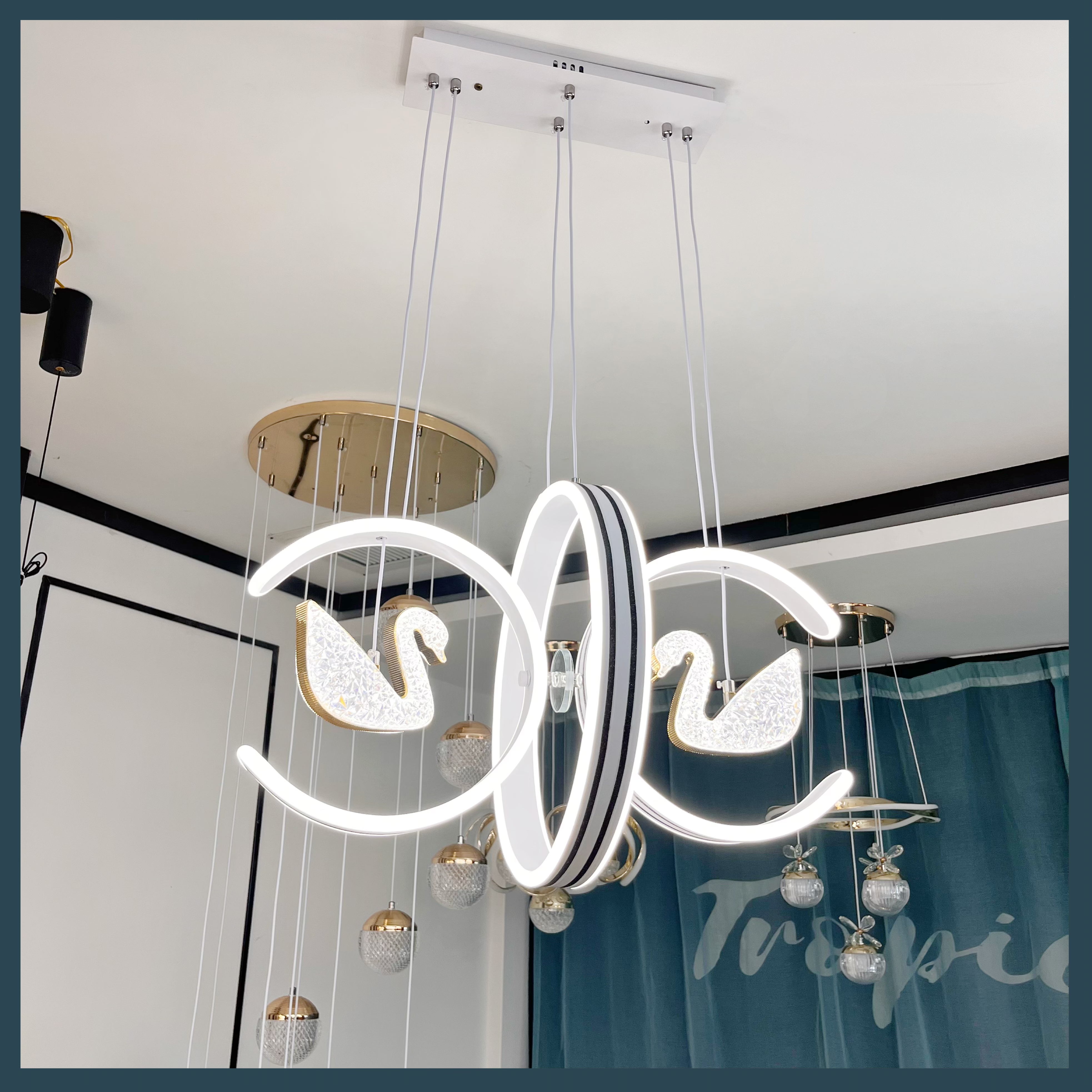 【卧室餐厅】家用现代简约艺术天鹅吊灯清爽干净非常亮