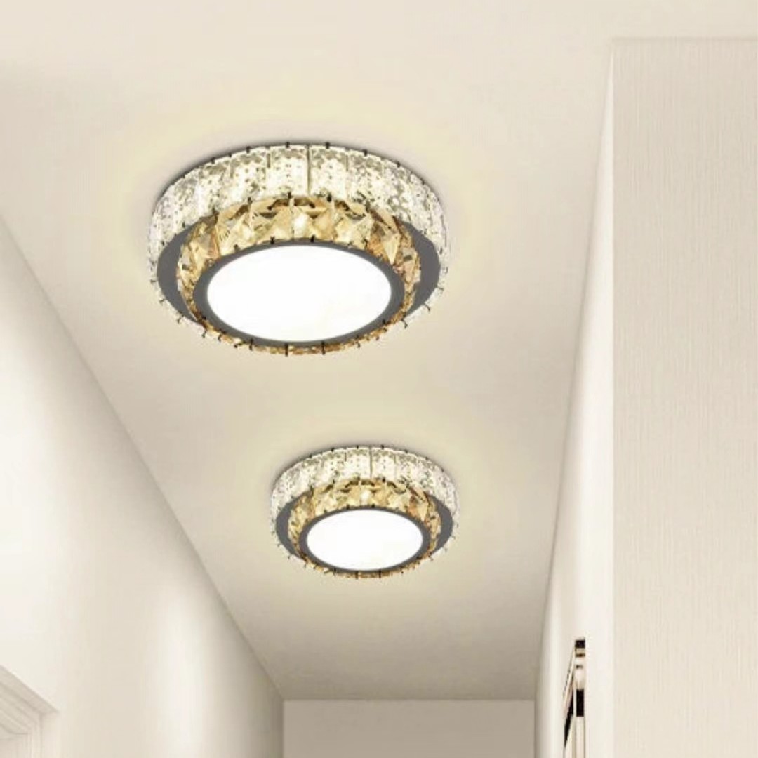 轻奢过道灯简约现代走廊灯玄关灯阳台圆形创意水晶客厅吸顶入户灯