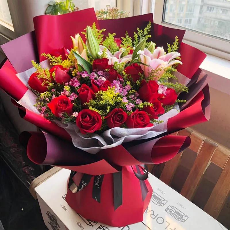 真花香水百合玫瑰花束礼盒生日礼物送女友生日礼物送长辈同城送花