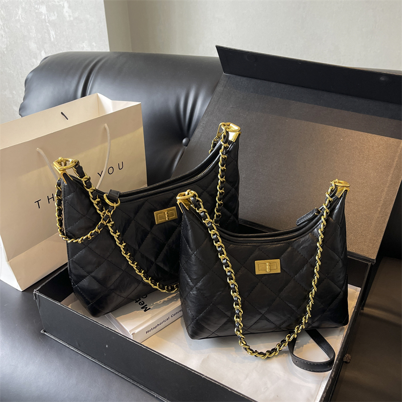 PARACVTOU/帕卡图腋下包包女式小香风菱格链条包高级感单肩斜挎包