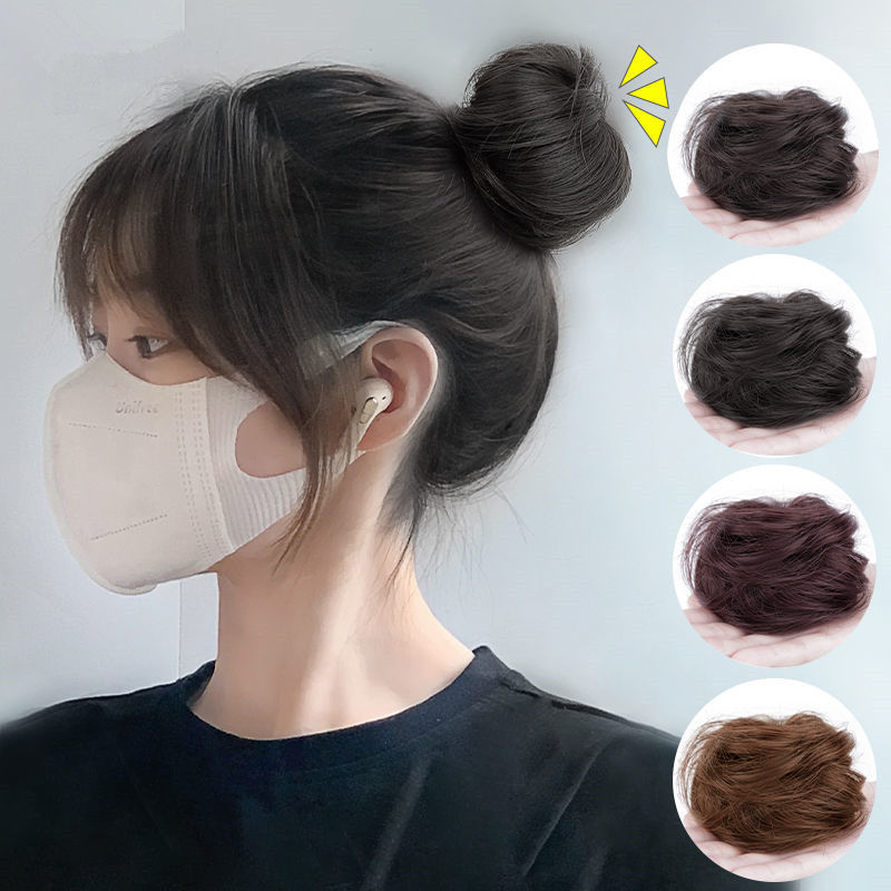 丸子头假发汉服古风盘发真发发包蓬松自然花苞头懒人神器假发发圈