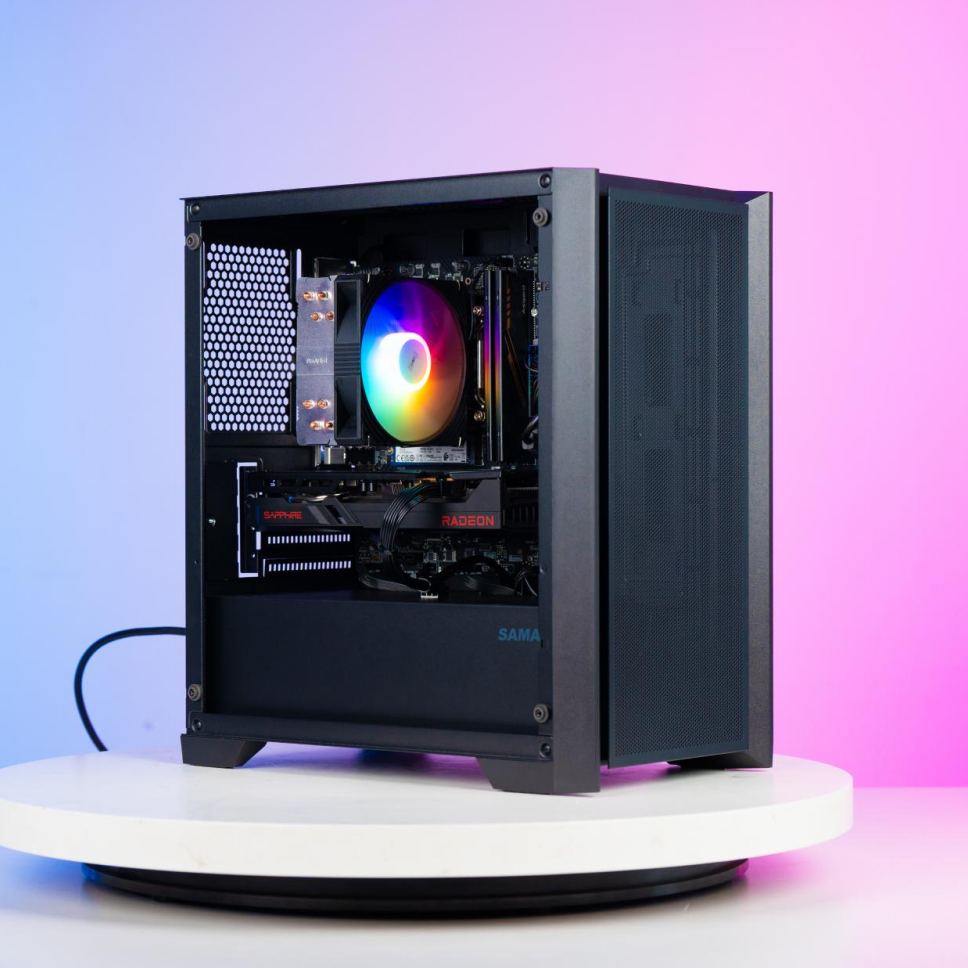 AMD5600+华硕RX6750GRE高性能黑色吃鸡游戏设计办公固态台式电脑