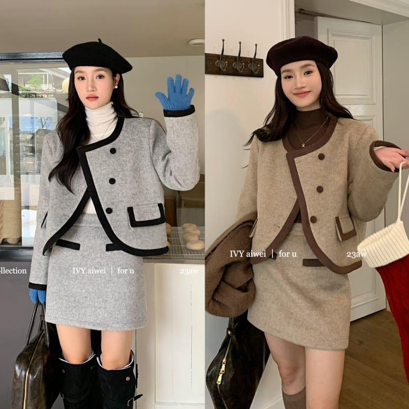 2023冬款流行气质小香风套装