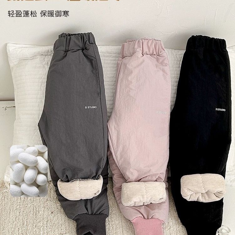 三层加棉冬季加厚儿童棉裤男小童裤秋冬防风裤加绒保暖长裤