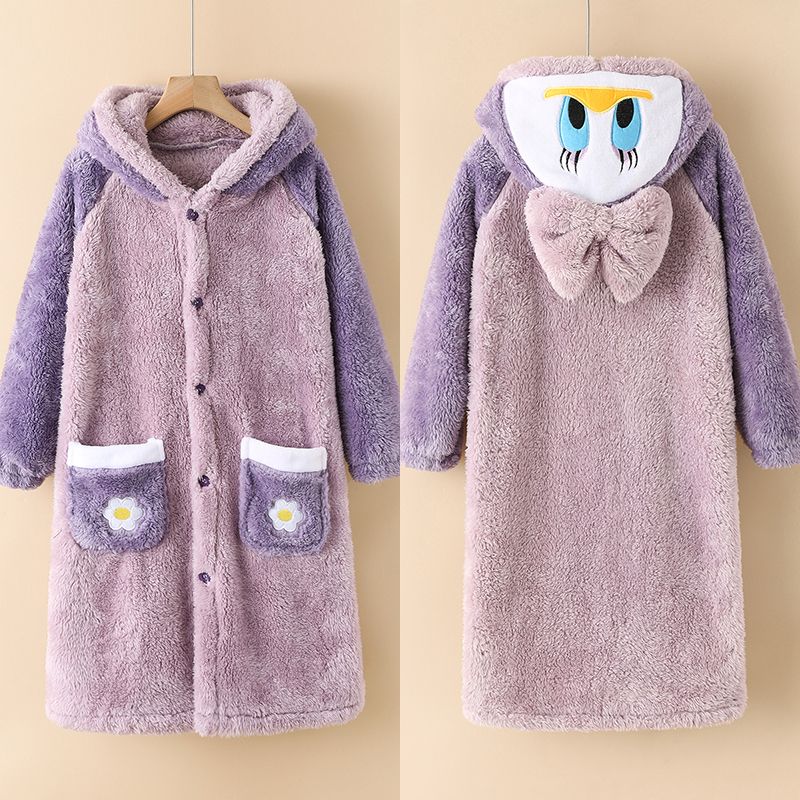 儿童睡袍女孩加绒加厚长款浴袍中大童女宝宝睡衣套装