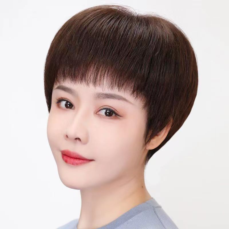 【全手织】高端隐形全真发蓬松整顶假发仿真头皮透气短发许昌递针00