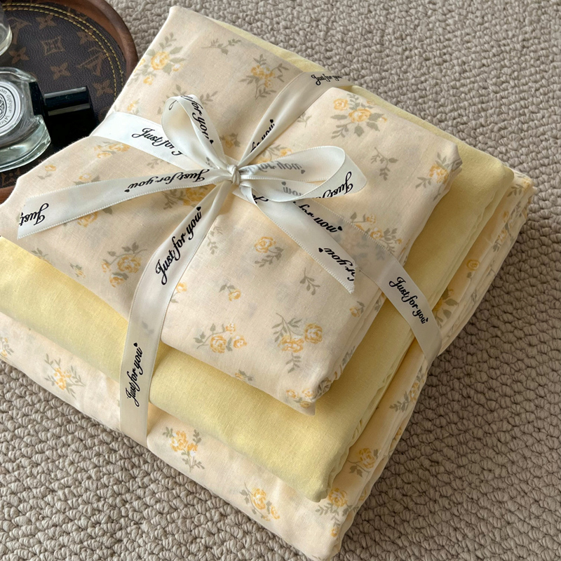 美玲 小晴天全棉双层纱花边三件套四件套设计师款