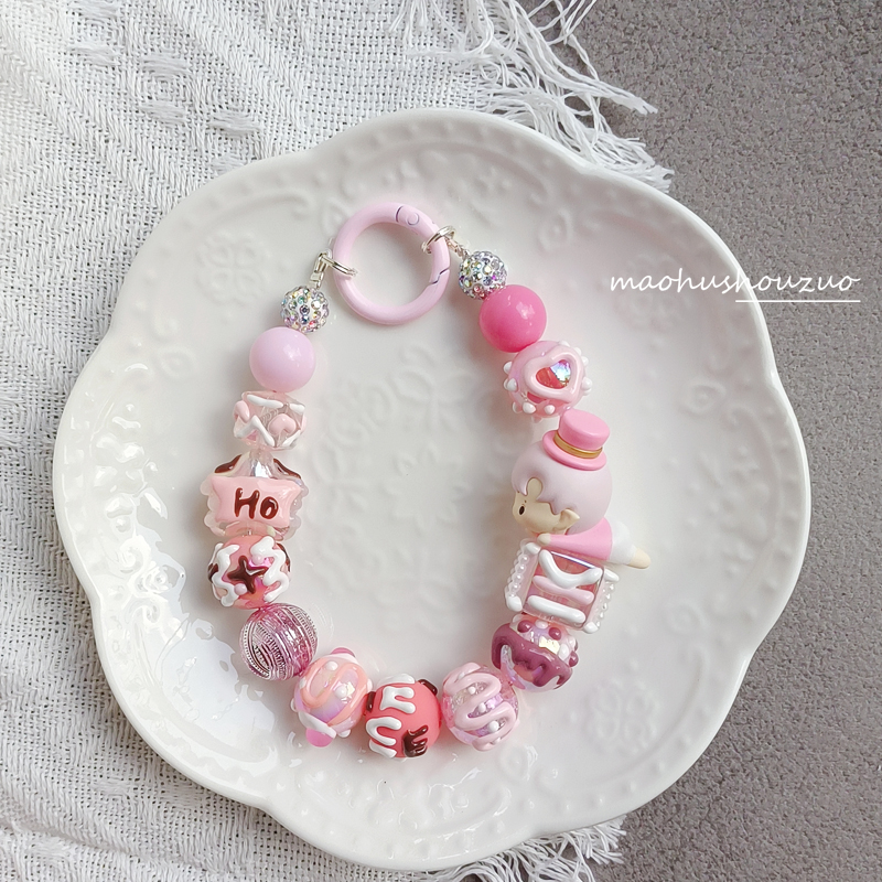 萌粒手机链手绘珠手机链挂件