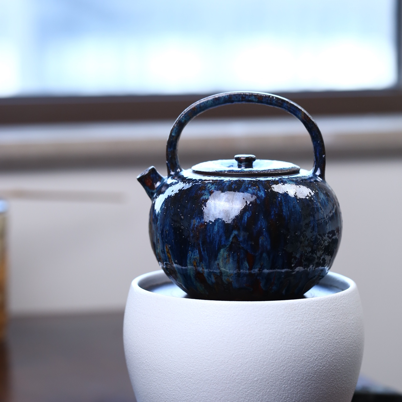 紫砂煮水壶 内原矿紫泥外钧釉 柴烧900cc 水质细软甜滑 可电陶炉