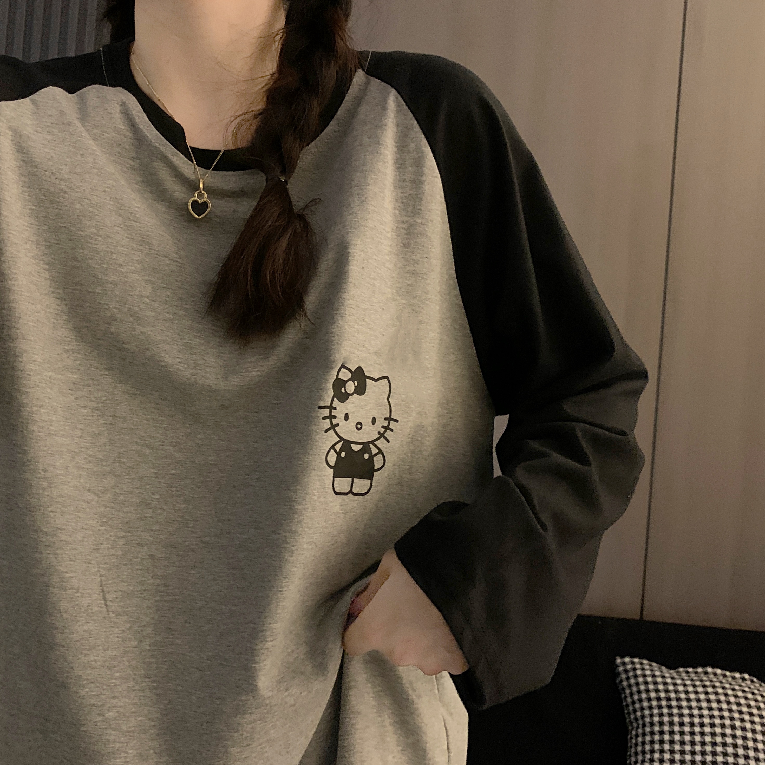 大码睡衣女可爱甜美凯蒂猫韩范少女德绒秋冬圆领可外穿家居服套装