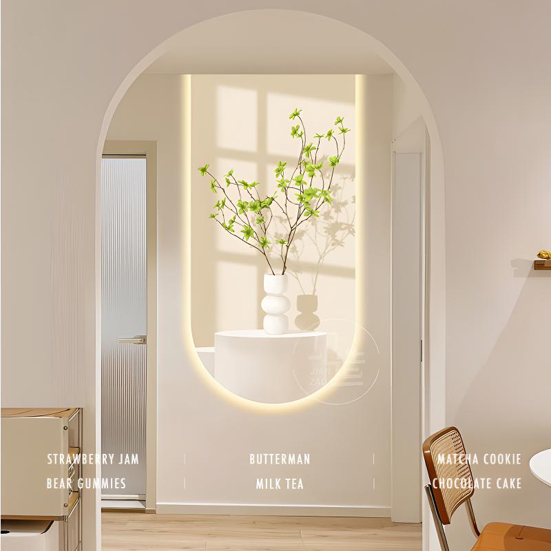 现代简约玄关装饰画光影绿植走廊过道挂画客厅入户背景墙灯光画