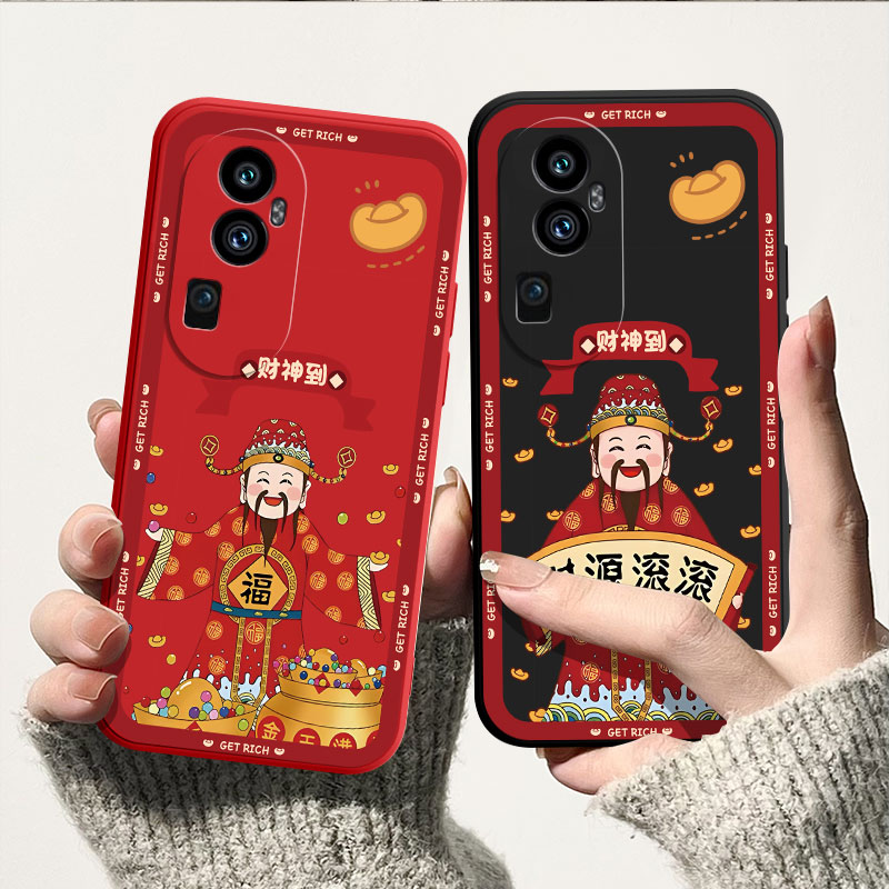 财神到新年OPPOReno10Pro手机壳reno10pro+保护套reno10液态硅胶