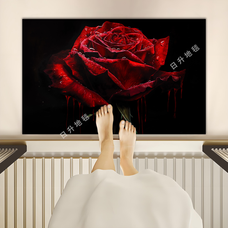 牧居红玫瑰60*90干得快硅藻泥垫卧室油画网红款淋浴房吸水垫