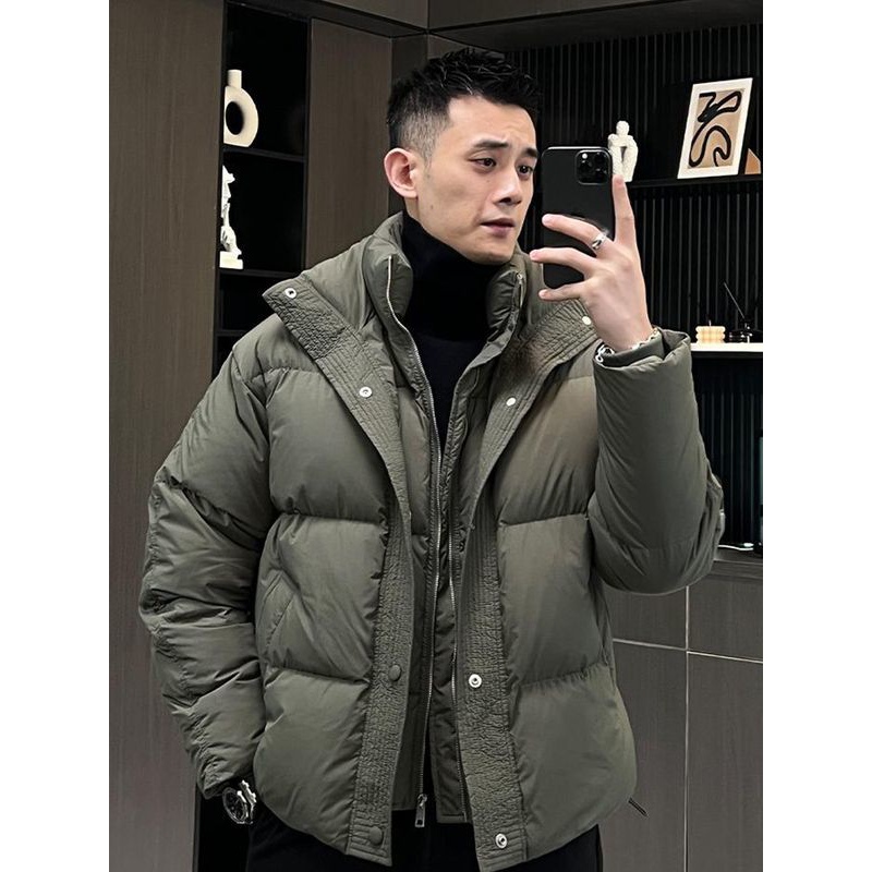 冬季假两件休闲羽绒服男士双层领韩版宽松面包服防寒保暖外套男衣