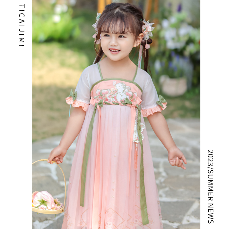 女童汉服连衣裙宝宝超仙夏装新款儿童可爱兔子中国古风公主裙