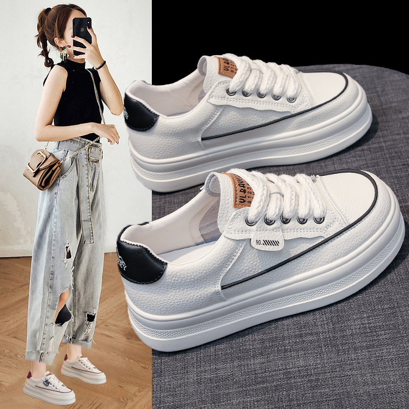小白鞋女2023秋季新款厚底松糕百搭休闲运动板鞋潮春秋学