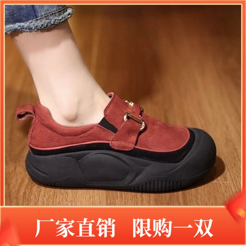 2023新秋冬款懒人鞋一脚蹬洋气百搭棉鞋厚底休闲女低帮单
