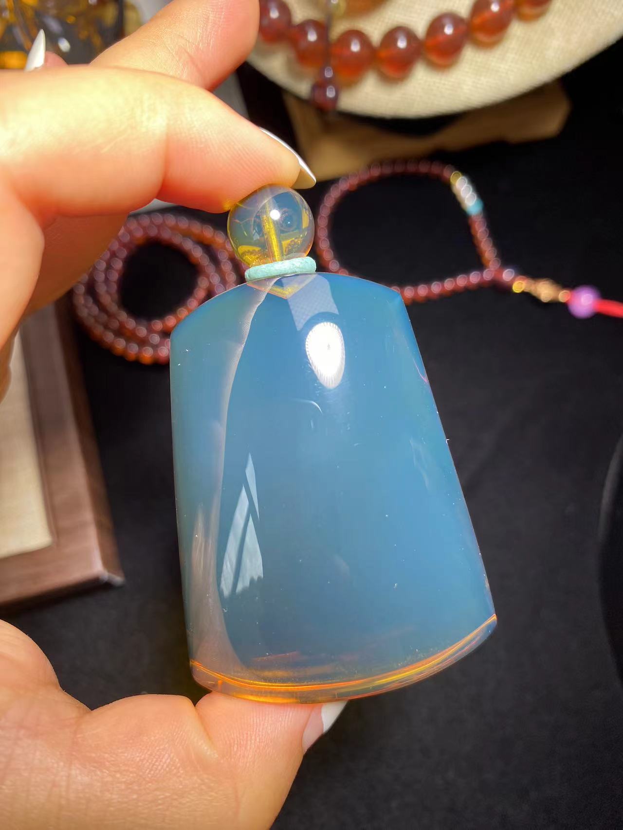 金蓝净水无事牌吊坠