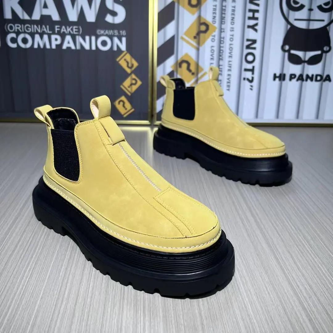 春秋男士时尚休闲英伦风马丁靴机车风一脚蹬舒适方便冬季保暖男鞋