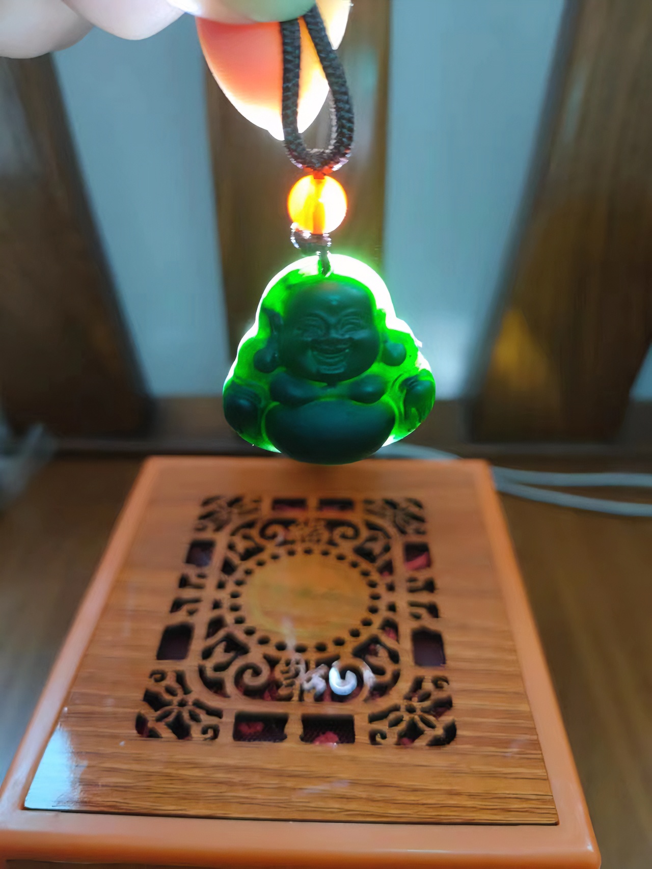 【李总福利】蛇纹石玉未镶嵌 墨佛公玉吊坠