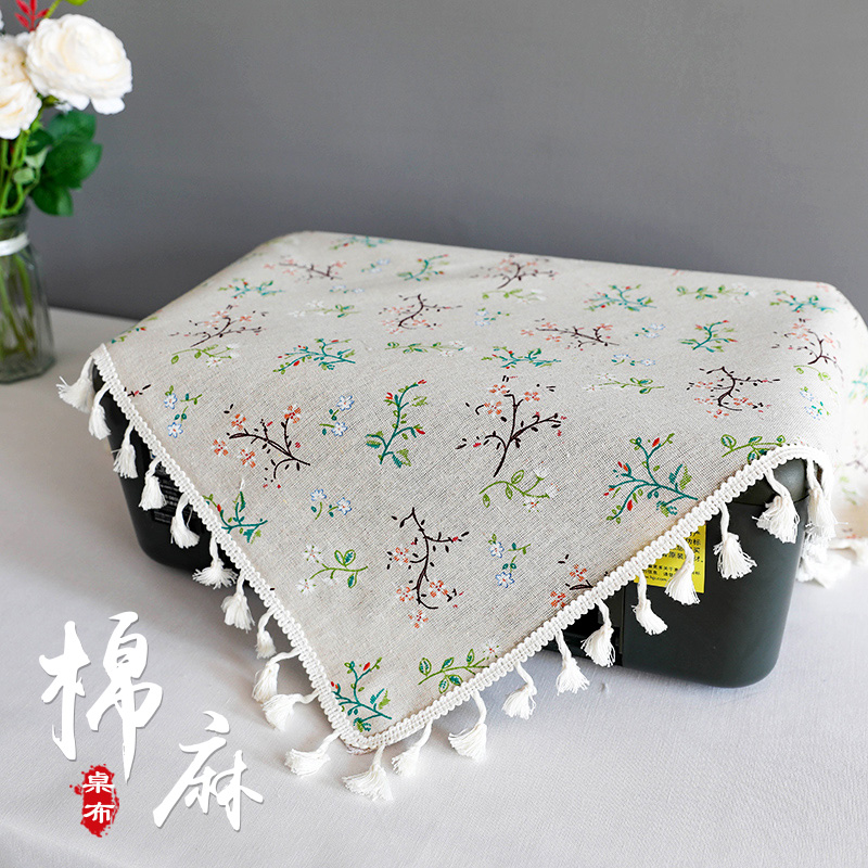 北欧风桌布棉麻防尘盖布洗衣机罩路由器微波炉床头柜家用万能盖巾