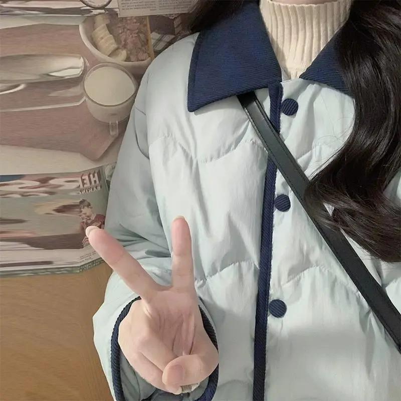 新款加厚羽绒棉女短款棉袄洋气拼接夹棉外套韩系冬季小个子