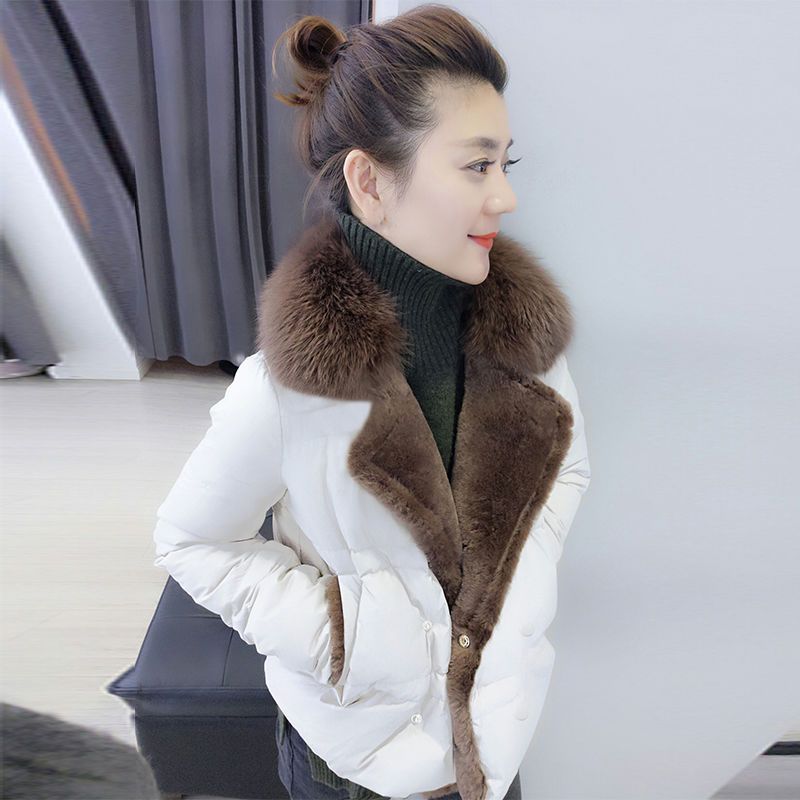 新款欧洲站秋冬装女2023新款欧货潮短款小个子大毛领外套羽