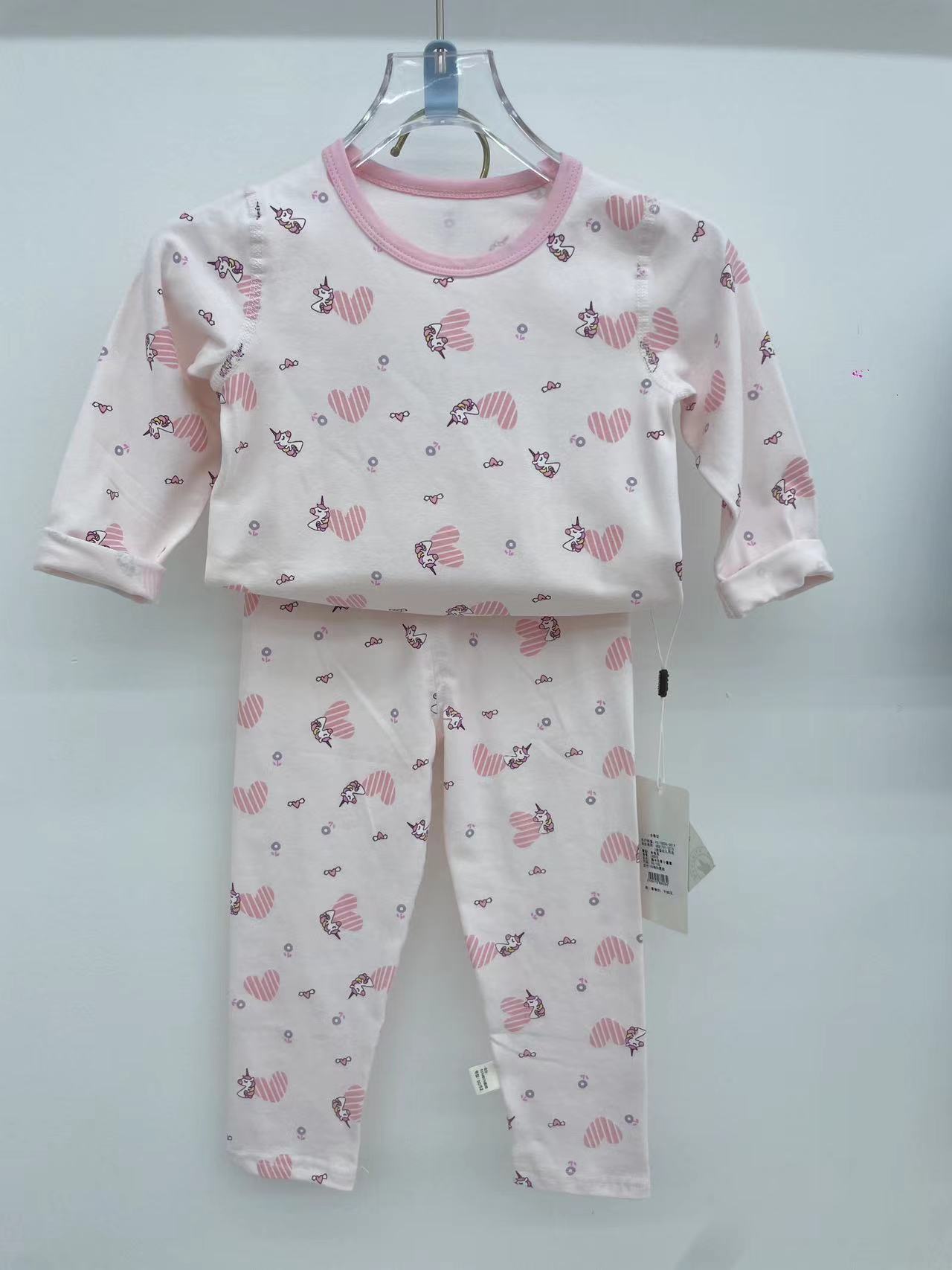 无骨莱卡儿童内衣套装男女童秋衣秋裤睡衣家居服