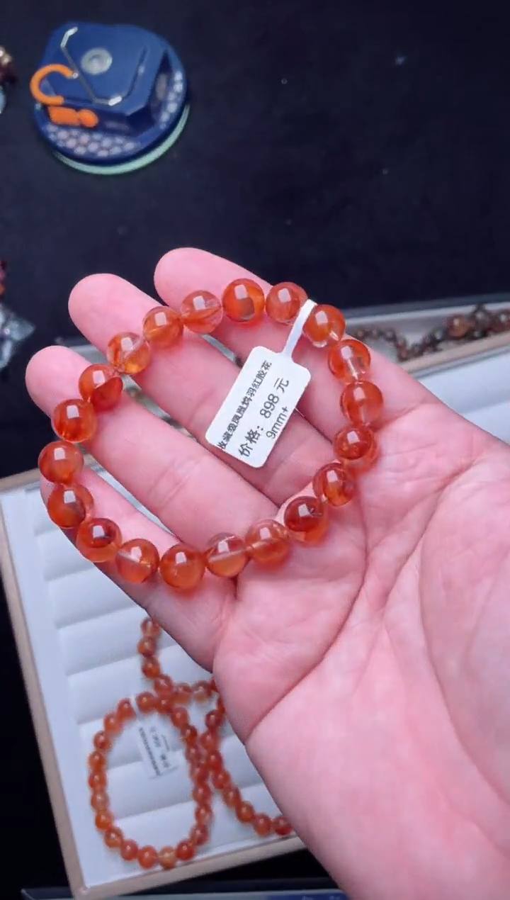 【闪购商品】水晶手串未镶嵌凤凰鸩羽红胶花9（高品）