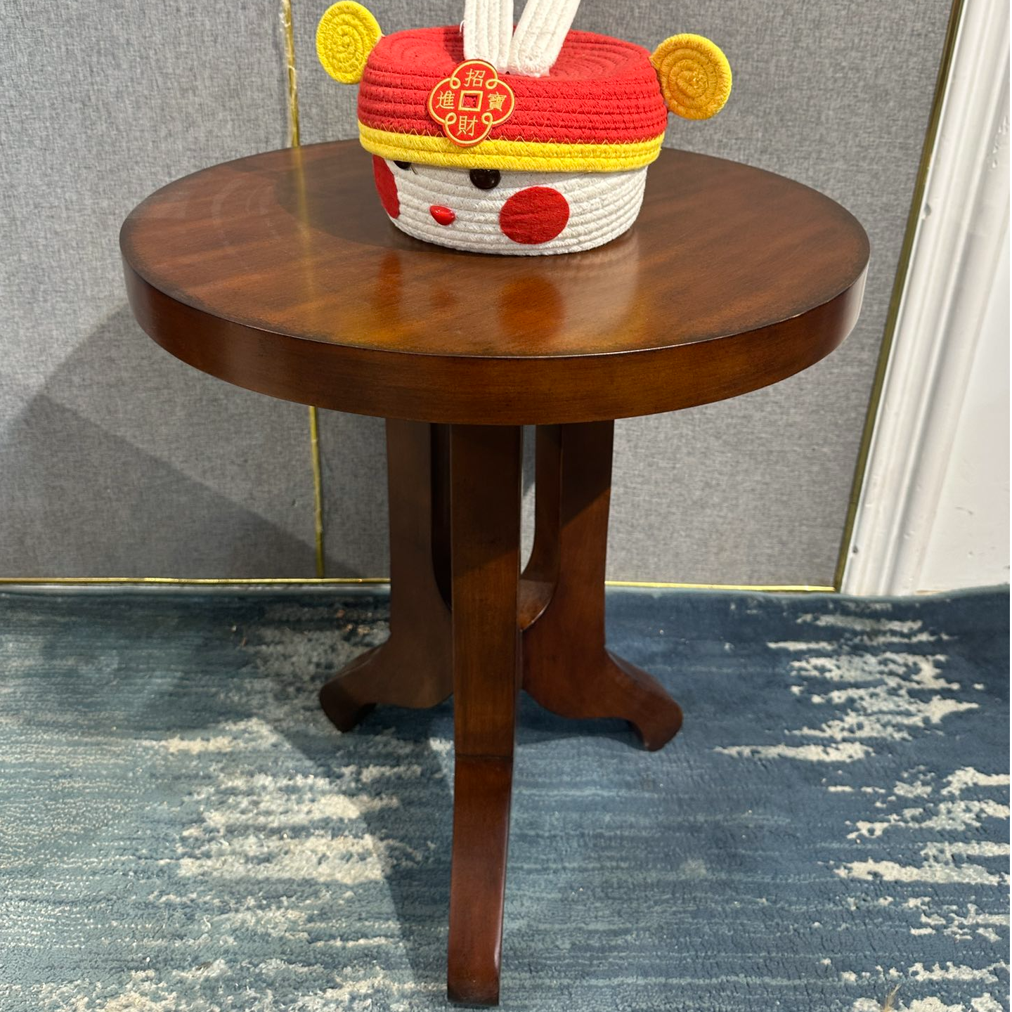 ZH002圆几（常规胡桃色）560*560*650 美式复古简约家用客厅边几