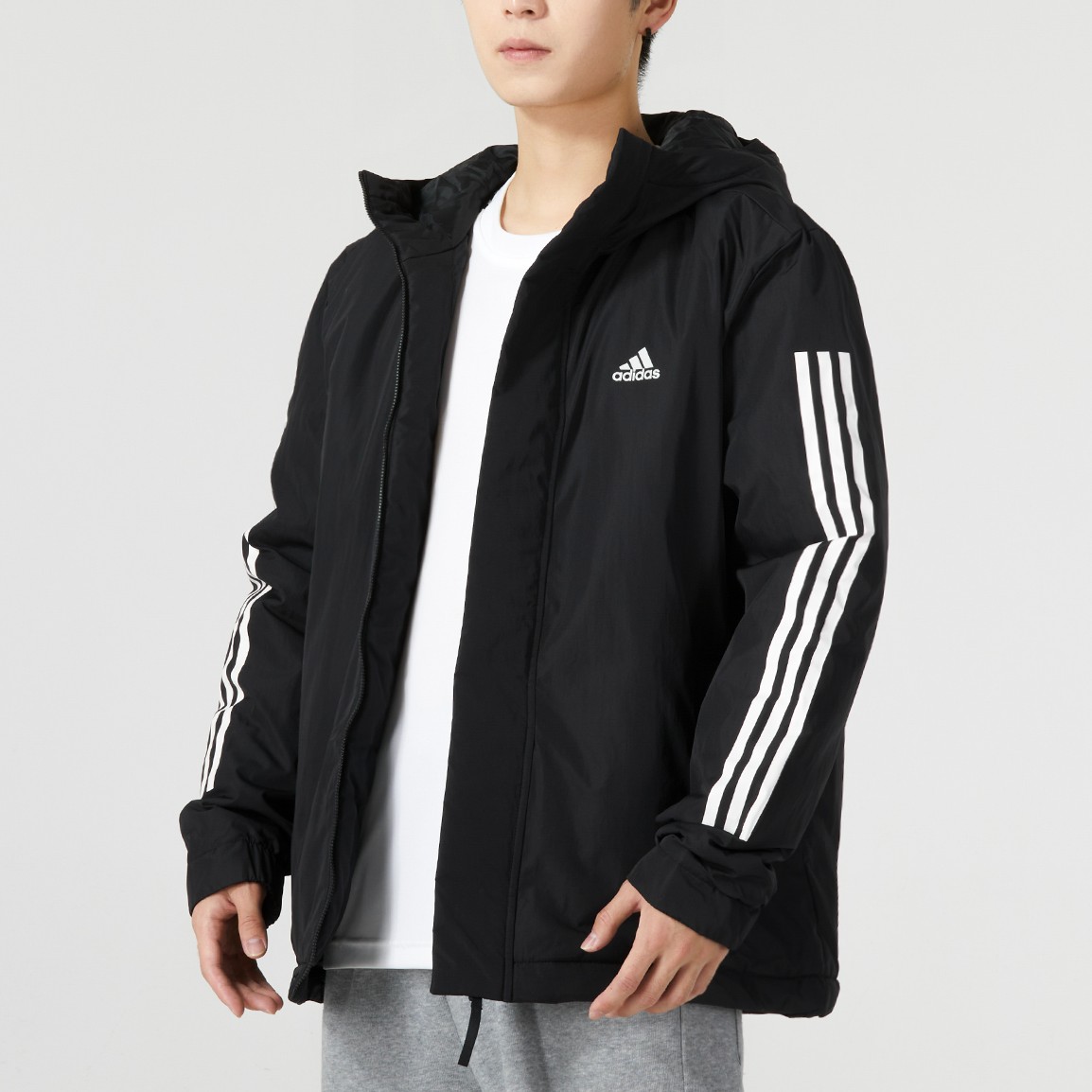阿迪达斯棉服男2023秋季新款连帽宽松保暖运动棉衣防风棉袄IP2537