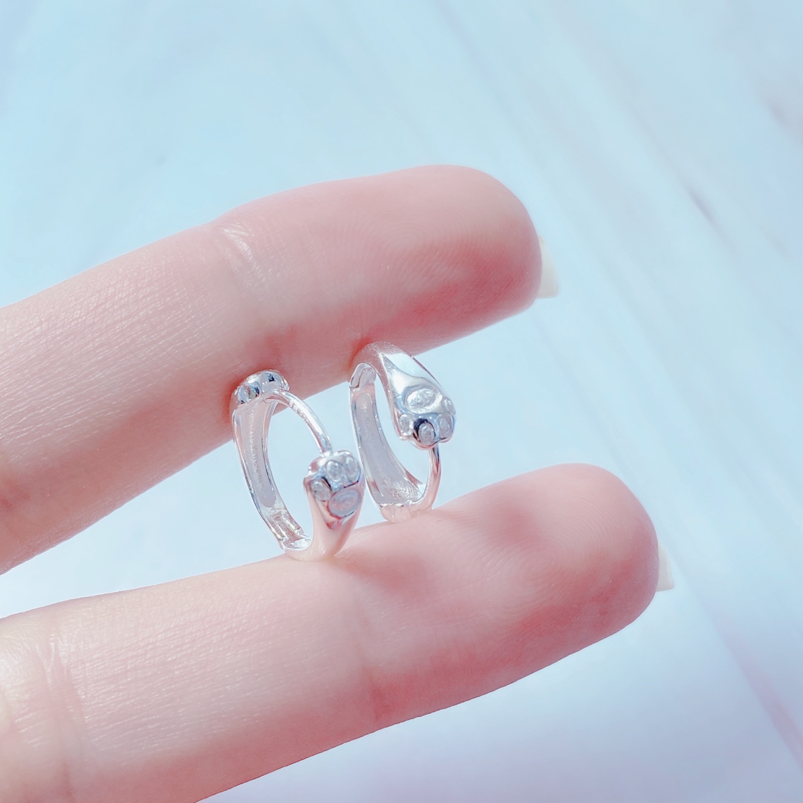 足银耳饰 足银990猫爪耳扣